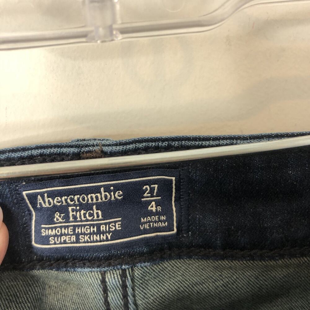 Abercrombie & Fitch Women's Simone High Rise Super Skinny Dark Wash Jeans 27/4R - Picture 4 of 6